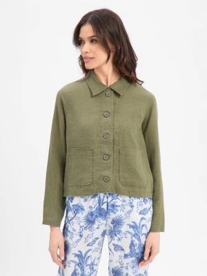 Marie Lund Lniana kurtka damska Kobiety len (100%) zielony,