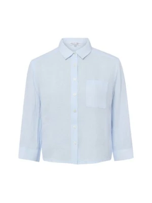 Marie Lund Lniana letnia bluzka damska - Liane Kobiety len niebieski jednolity,