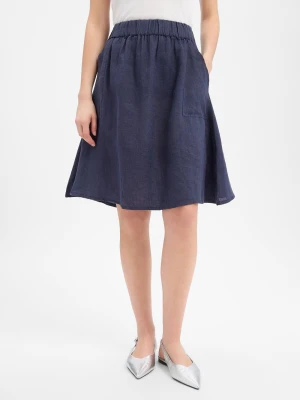 Marie Lund Lniana mini spódniczka damska Kobiety len niebieski,