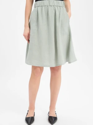 Marie Lund Lniana mini spódniczka damska Kobiety len zielony,