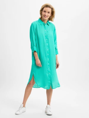 Marie Lund Lniana sukienka damska Kobiety len niebieski|zielony jednolity,