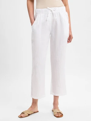 Marie Lund Lniane spodnie Kobiety len biały jednolity,