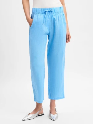 Marie Lund Lniane spodnie Kobiety len niebieski jednolity,