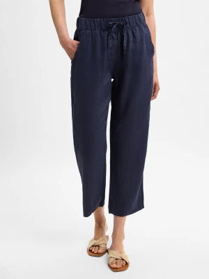 Marie Lund Lniane spodnie Kobiety len niebieski jednolity,