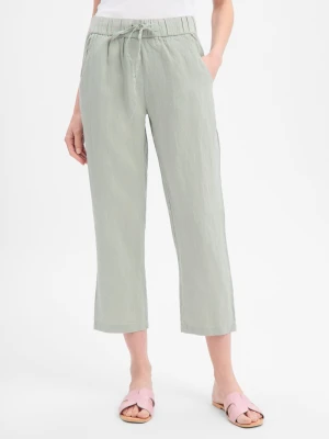 Marie Lund Lniane spodnie Kobiety len zielony,
