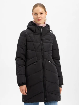 Marie Lund Pikowany płaszcz damski Kobiety czarny jednolity,