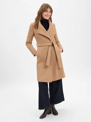 Marie Lund Płaszcz damski z zawartością wełny Kobiety beżowy|brązowy jednolity,