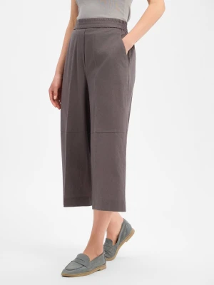 Marie Lund Spodnie typu culottes z zawartością lnu Kobiety Bawełna brązowy | szary