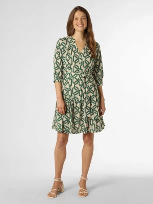 Marie Lund Sukienka damska Kobiety Bawełna beżowy|zielony|biały wzorzysty,