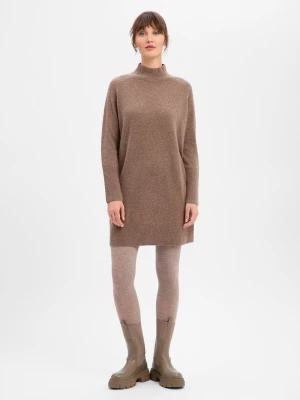 Marie Lund Sukienka damska Kobiety Wełna brązowy marmurkowy,