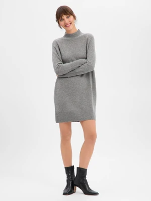 Marie Lund Sukienka damska Kobiety Wełna szary marmurkowy,