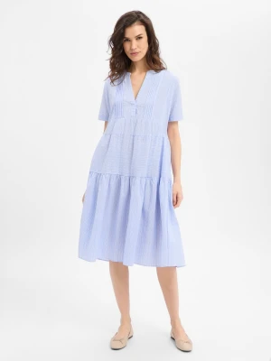 Marie Lund Sukienka damska wiązana Kobiety Bawełna niebieski|wielokolorowy w paski,