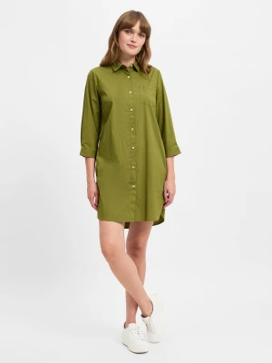 Marie Lund Sukienka damska z bluzką Kobiety Bawełna zielony jednolity,