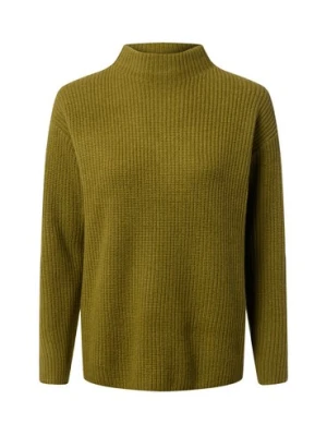 Marie Lund Sweter damski z dzianiny merino Kobiety Wełna merino zielony jednolity,