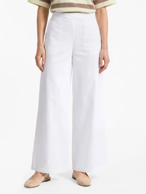Marie Lund Szerokie spodnie Kobiety Bawełna biały,