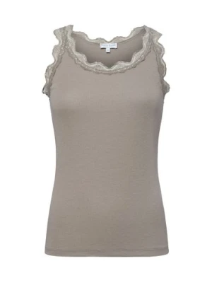 Marie Lund Top damski Kobiety Bawełna beżowy|szary jednolity,