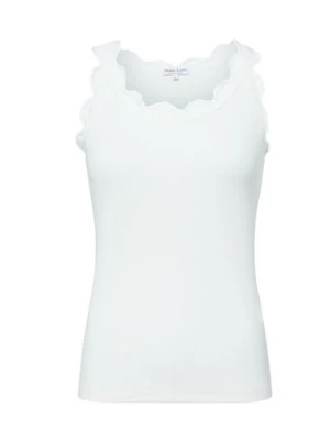 Marie Lund Top damski Kobiety Bawełna biały jednolity,