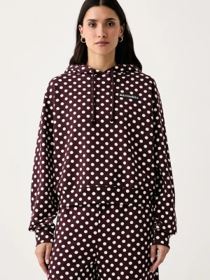 Marimekko bluza z kapturem damska bawełniana bordowy