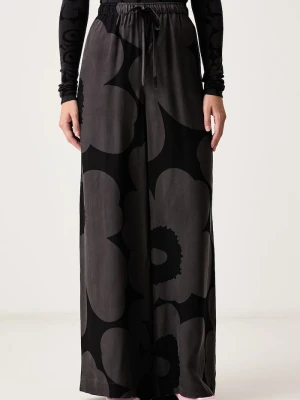 Marimekko spodnie wide leg damskie z lyocellem szary