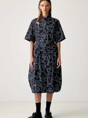 Marimekko sukienka bawełniana z elastanem granatowy