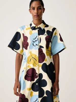 Marimekko sukienka letnia bawełniana z elastanem żółty