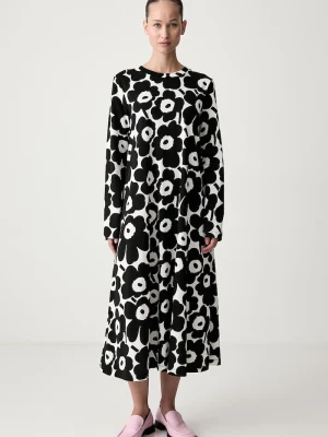 Marimekko sukienka rozkloszowana bawełniana czarny