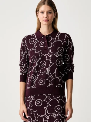Marimekko sweter damski z wełną fioletowy