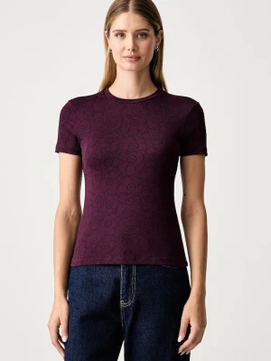 Marimekko T-shirt damski fioletowy