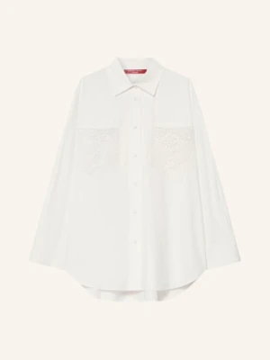 Marina Rinaldi Bluzka Z Koronką I Kamieniami Ozdobnymi weiss