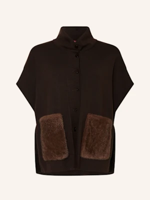 Marina Rinaldi Peleryna Ottico Ze Sztucznym Futrem braun