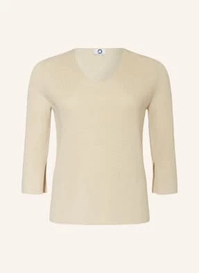 Marina Rinaldi Voyage Sweter Jabot Z Błyszczącą Przędzą I Rękawami 3/4 beige