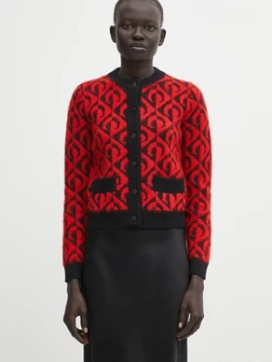 Marine Serre kardigan z dodatkiem wełny Moon Lozenge Knit damski kolor czerwony WTK086ACKNI0539
