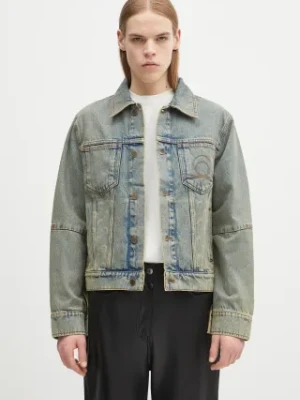 Marine Serre kurtka jeansowa Moon Laser Denim Trucker kolor niebieski przejściowa oversize MJA063A.CDEN0003