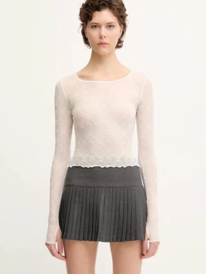 Marine Serre longsleeve Recycled Mesh Flock SS Cropped damska kolor biały wzorzysta WTS012A.CJER0005