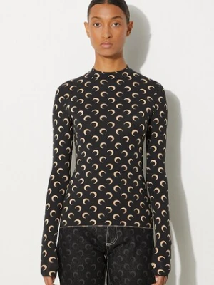 Marine Serre longsleeve Recycled Moon Jersey Second Skin Highneck Top damski kolor czarny z półgolfem WTS005A.CJER0001