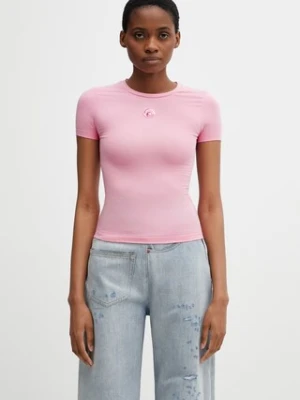 Marine Serre Pearl Logo T-shirt bawełniany z elastanem damski