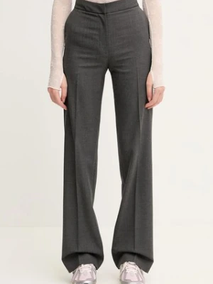 Marine Serre spodnie z domieszką wełny Regenerated Tailoring Wide Leg damskie kolor szary proste high waist WPA154A.DWOV0057