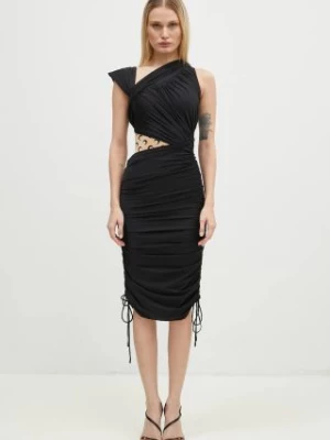 Marine Serre sukienka Draped Jersey Draped Dress kolor czarny mini dopasowana WDR303A.RJER0018