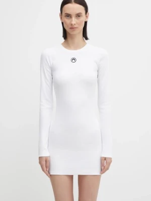 Marine Serre sukienka Moon Logo Ribbed Jersey kolor biały mini rozkloszowana WDR267ACJER0011