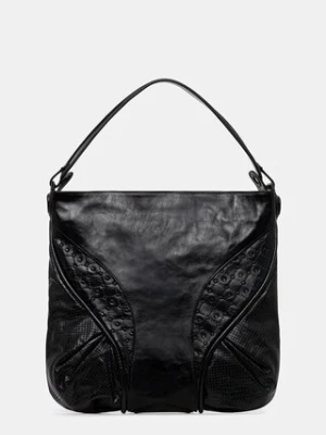 Marine Serre torebka skórzana Moonogram Embossed Leather Futura Tote kolor czarny UBA005A.CLEA0051