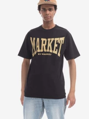 Market t-shirt bawełniany kolor czarny z nadrukiem 399001370-KREMOWY