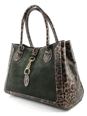 Marlon Skórzana torebka "Chelsey" w kolorze brązowo-ciemnozielonym - 34 x 26 x 14 cm rozmiar: onesize