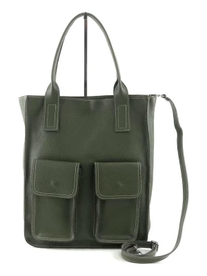 Marlon Skórzana torebka "Floriana" w kolorze ciemnozielonym - 31,5 x 40 x 10,5 cm rozmiar: onesize