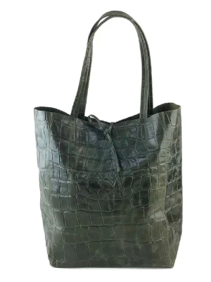 Marlon Skórzany shopper bag w kolorze ciemnozielonym - 37 x 40 x 12 cm rozmiar: onesize