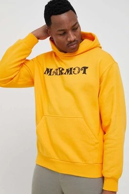 Marmot bluza męska kolor pomarańczowy z kapturem z nadrukiem