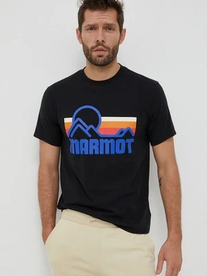 Marmot t-shirt Coastal męski kolor czarny z nadrukiem