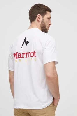 Marmot t-shirt sportowy Marmot For Life kolor biały z nadrukiem