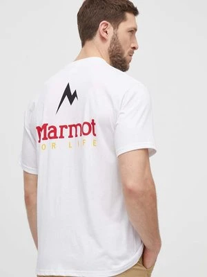 Marmot t-shirt sportowy Marmot For Life kolor biały z nadrukiem