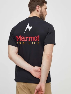 Marmot t-shirt sportowy Marmot For Life kolor czarny z nadrukiem