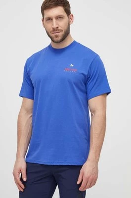 Marmot t-shirt sportowy Marmot For Life kolor niebieski z nadrukiem